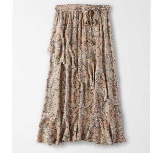 American Eagle Outfitters Dresses & Skirts - NWT AE Snakeskin Midi Ruffle Skirt